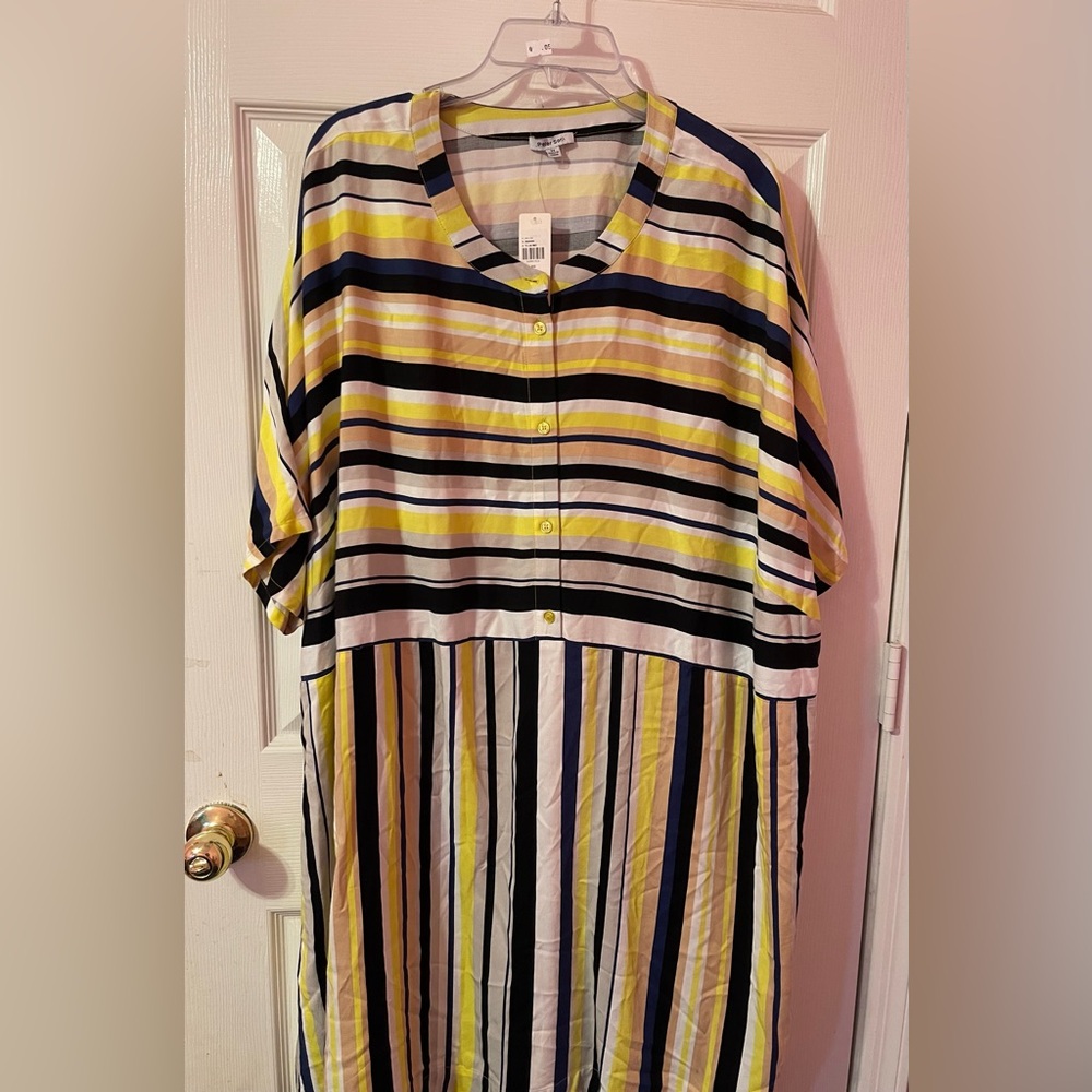 NWT Anthropologie Peter Som Naxos Striped Tunic Dress PLUS 3X Yellow